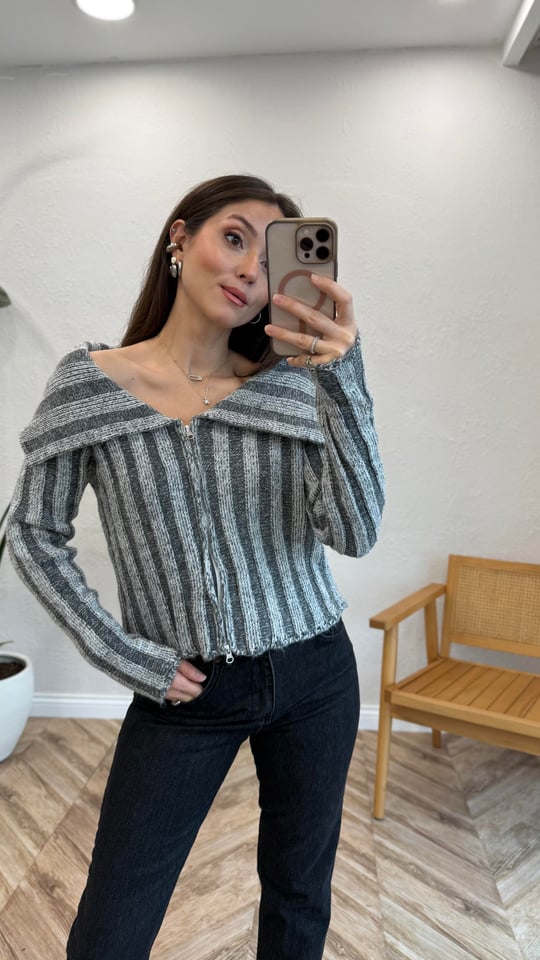 GRİ 1003 FERMUARLI HIRKA 