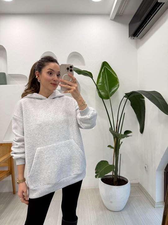 GRİ 32109 KAPÜŞONLU SWEATSHİRT