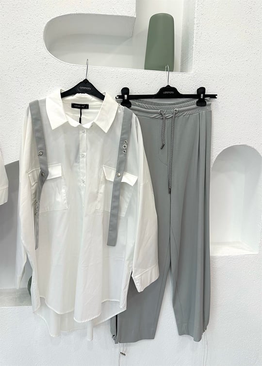 GRİ 3967 POPLİN GÖMLEK BAMBU TAKIM