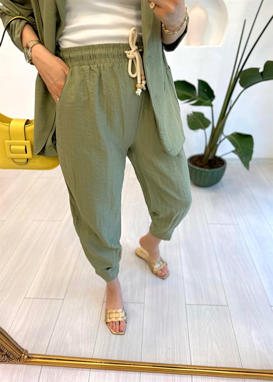 HAKİ 50455 PAÇA PİLİLİ PANTOLON
