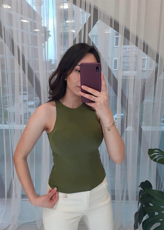 HAKİ HALTER YAKA TSHIRT