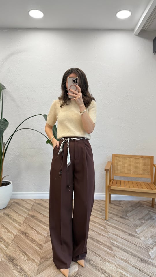 KAHVE 0522 KEMERLİ PANTOLON