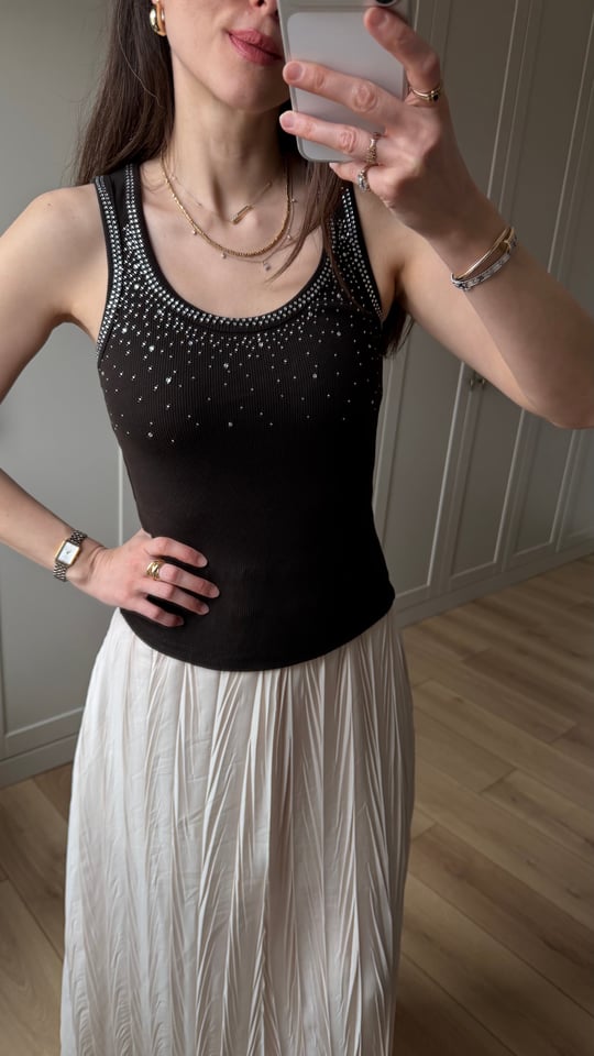 KAHVE 1015 TAŞLI ATLET 