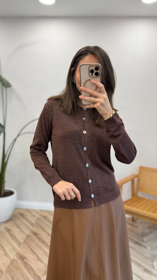 KAHVE 1057 SİMLİ  DÜĞMELİ HIRKA