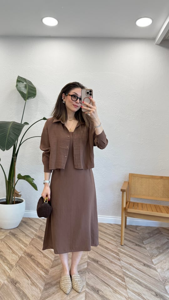 KAHVE 1137 GÖMLEK ELBİSE TAKIM