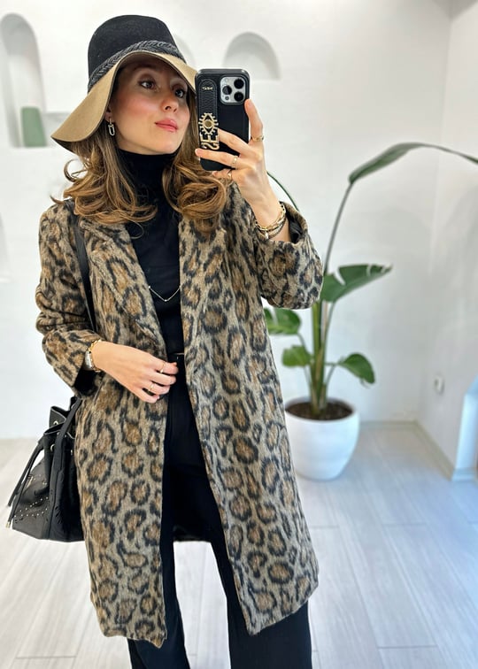 KAHVE 15206 LEOPAR DESEN KABAN 