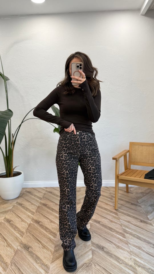 KAHVE 2083 LEOPAR PANTOLON 