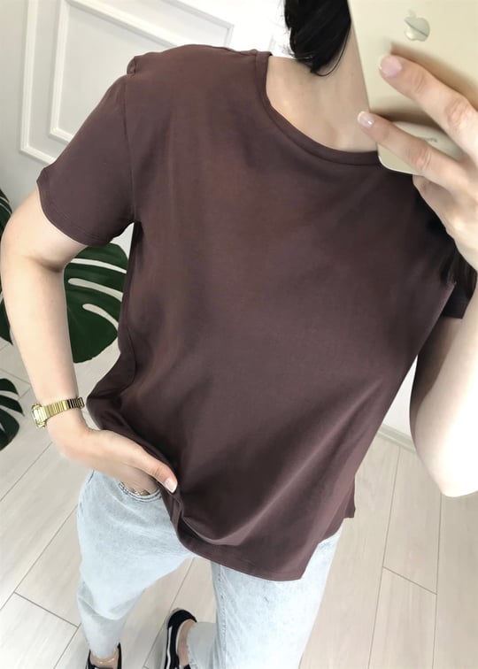 KAHVE 3471 BİSİKLET YAKA TSHİRT 