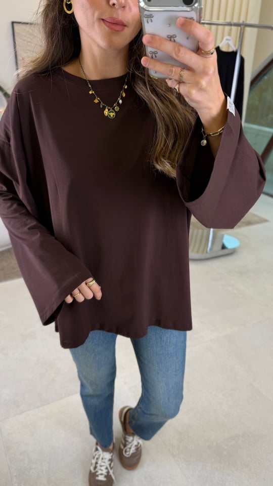 KAHVE 3599 BİSİKLET YAKA SWEAT 