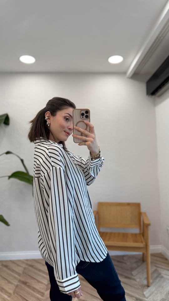 KAHVE 7066 CİZGİLİ GÖMLEK 
