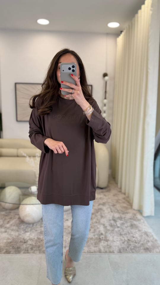 KAHVE 7523 BASKILI SWEATSHİRT 