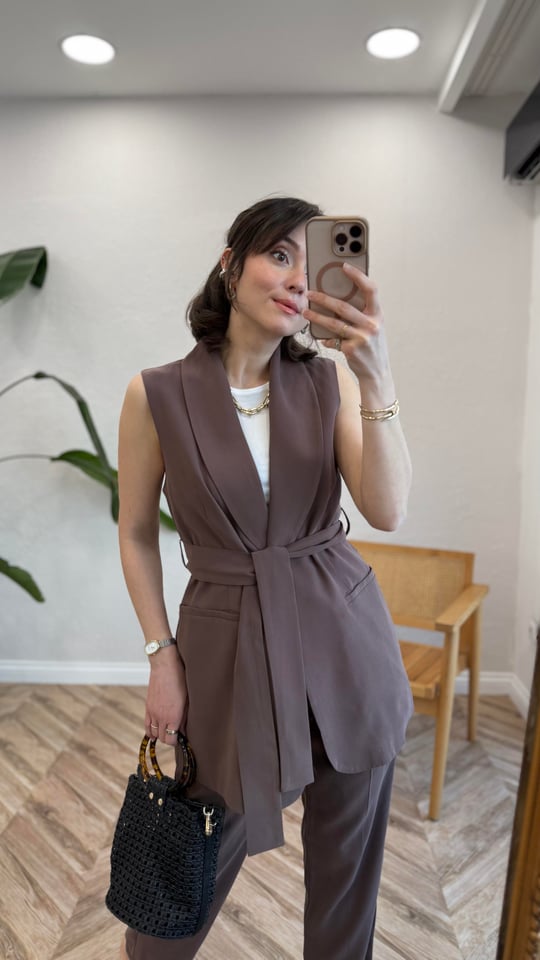 KAHVE 80223 YELEK PANTOLON TAKIM 