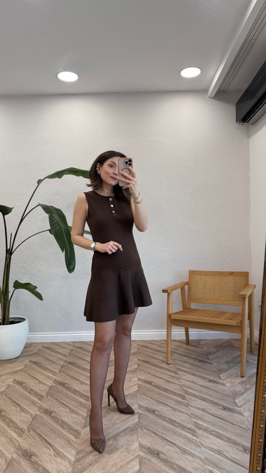 KAHVE 90244 VOLANLI TRİKO ELBİSE 
