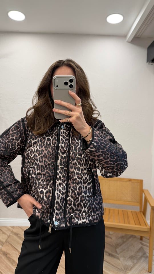 KAHVE  9507 LEOPAR DESEN CEKET 