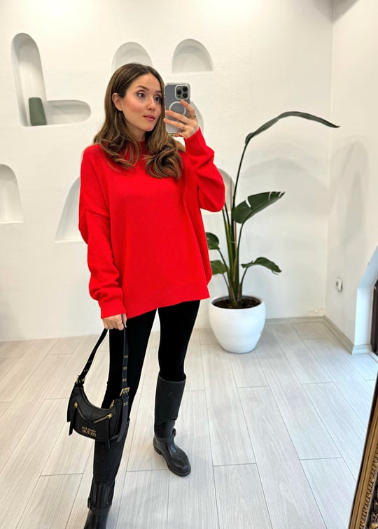 KIRMIZI 3262 BİSİKLET YAKA KAZAK