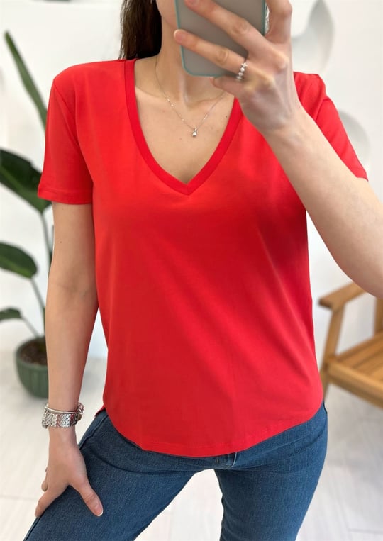 KIRMIZI 3470 V YAKA TSHIRT