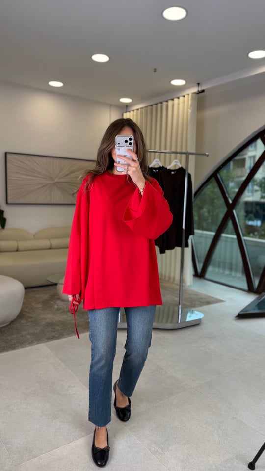 KIRMIZI 3550 BEL BAĞLAMLI TUNİK 