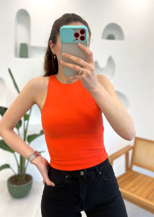 KIRMIZI 3694 HALTER YAKA TSHİRT