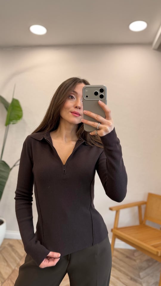 KOYU KAHVE 0862 FERMUARLI KAZAK