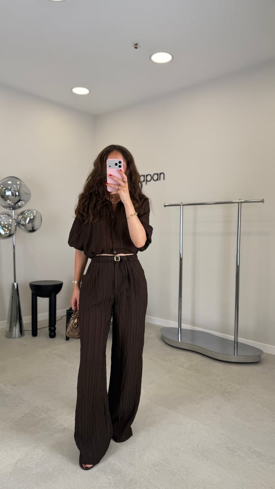 KOYU KAHVE 2310 ÇİZGİLİ PANTOLON 