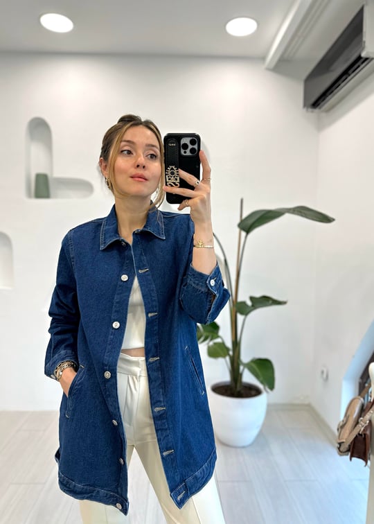 KOYU MAVİ 31149 TAŞLI CEKET