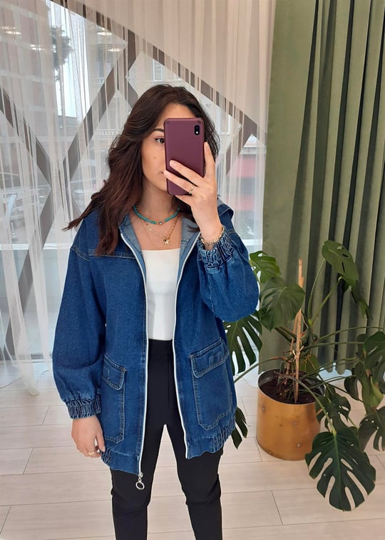KOYU MAVİ KOT CEKET 