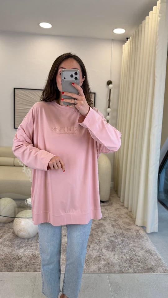 KOYU PUDRA 7523 BASKILI SWEATSHİRT 
