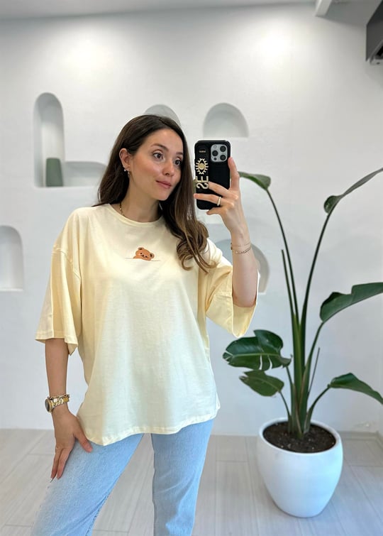 KREM 0291 AYI BASKILI TSHİRT 