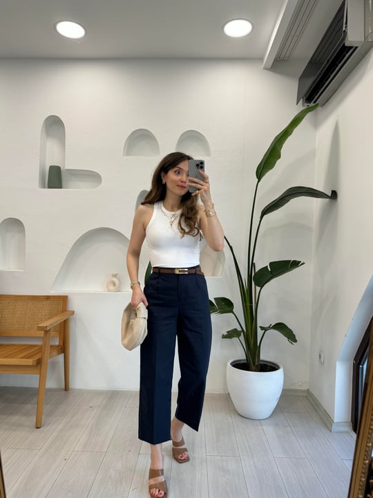 LACİVERT 0110 KETEN PANTOLON 