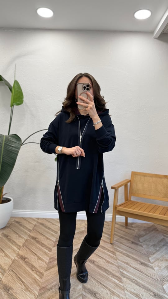 LACİVERT 0731 FERMUAR DETAY SWEAT