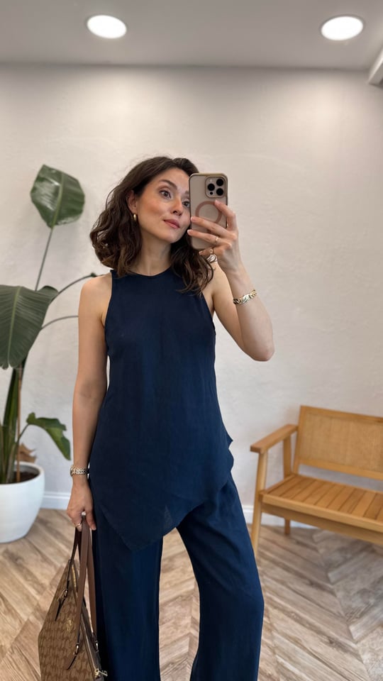 LACİVERT 1190 BLUZ PANTOLON  TAKIM 