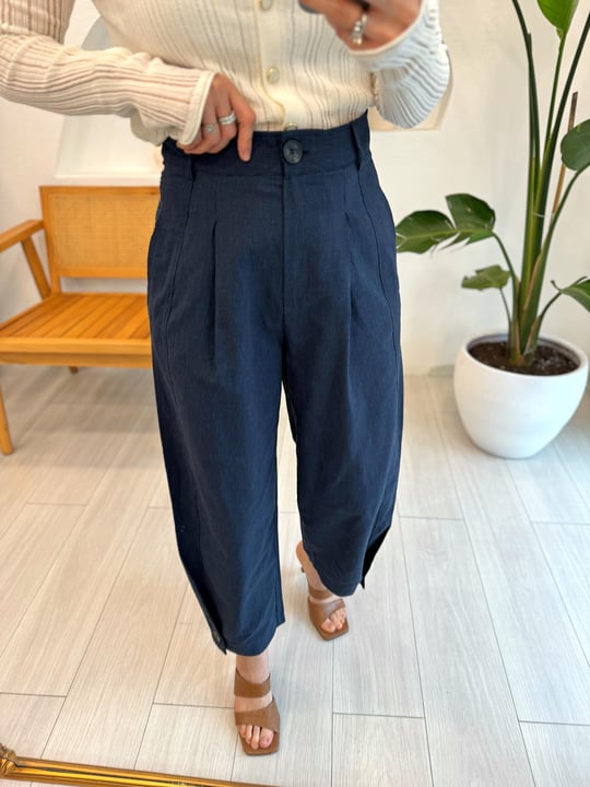 LACİVERT 1301 KETEN PANTOLON 