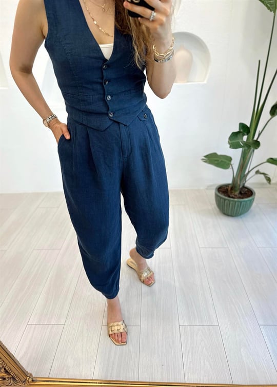 LACİVERT 1465 KETEN PANTOLON