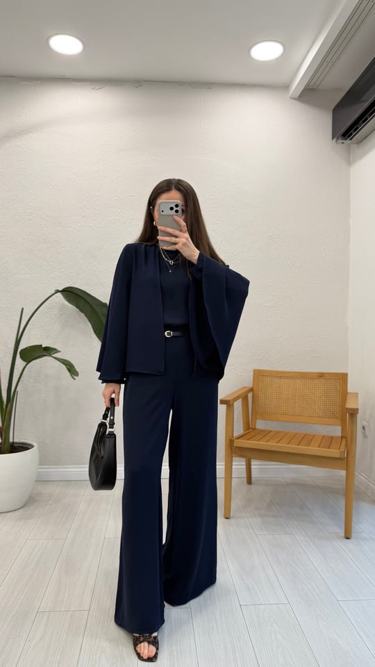 LACİVERT 2376 KEMERLİ TAKIM  