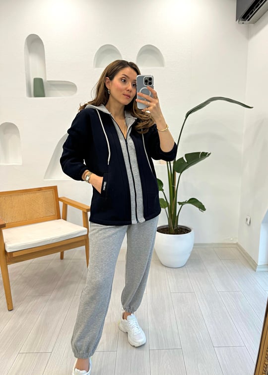 LACİVERT 24508 FERMUARLI HIRKA 