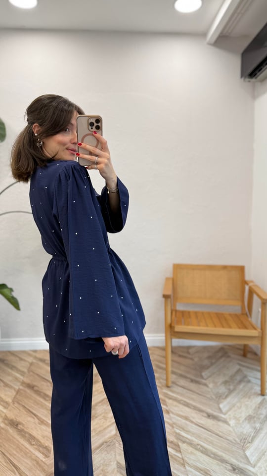 LACİVERT  2957 TAŞ DETAY TAKIM 