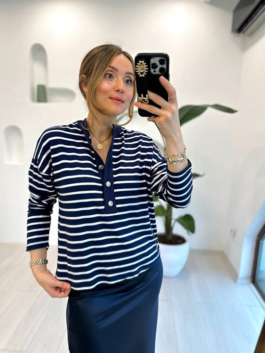 LACİVERT 3358 ÇİZGİLİ SWEAT