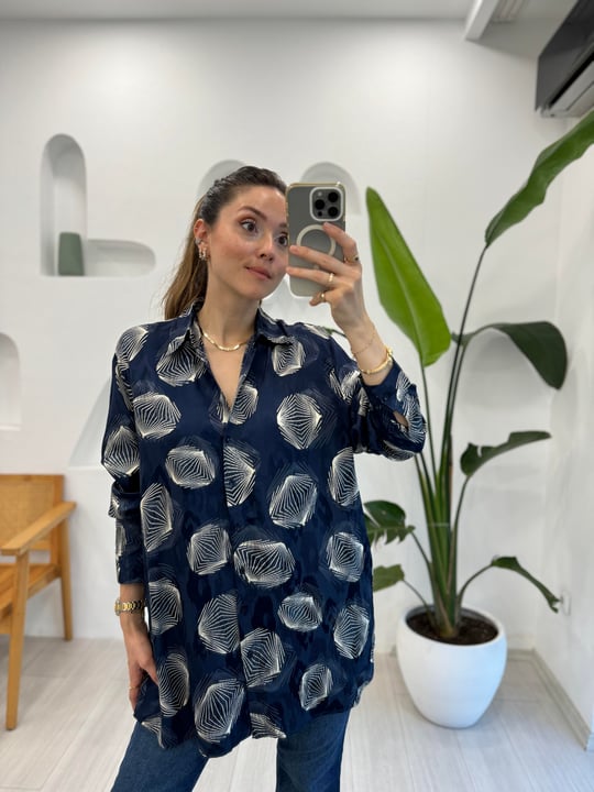 LACİVERT 34079 DESENLİ GÖMLEK 