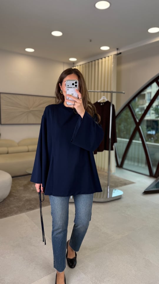 LACİVERT 3550 BEL BAĞLAMLI TUNİK 