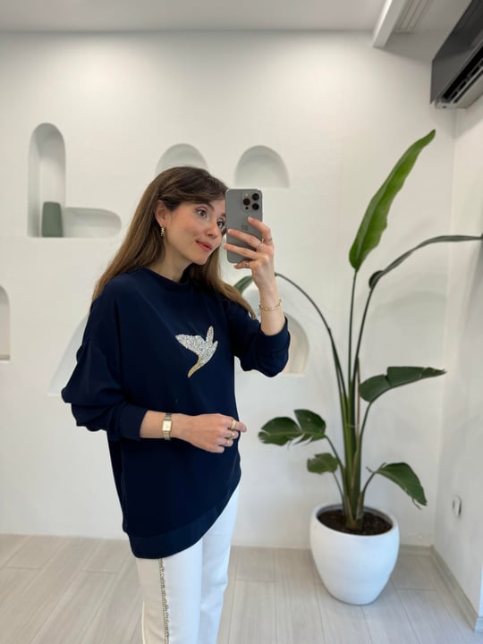 LACİVERT 4446 AKSESUARLI SWEAT