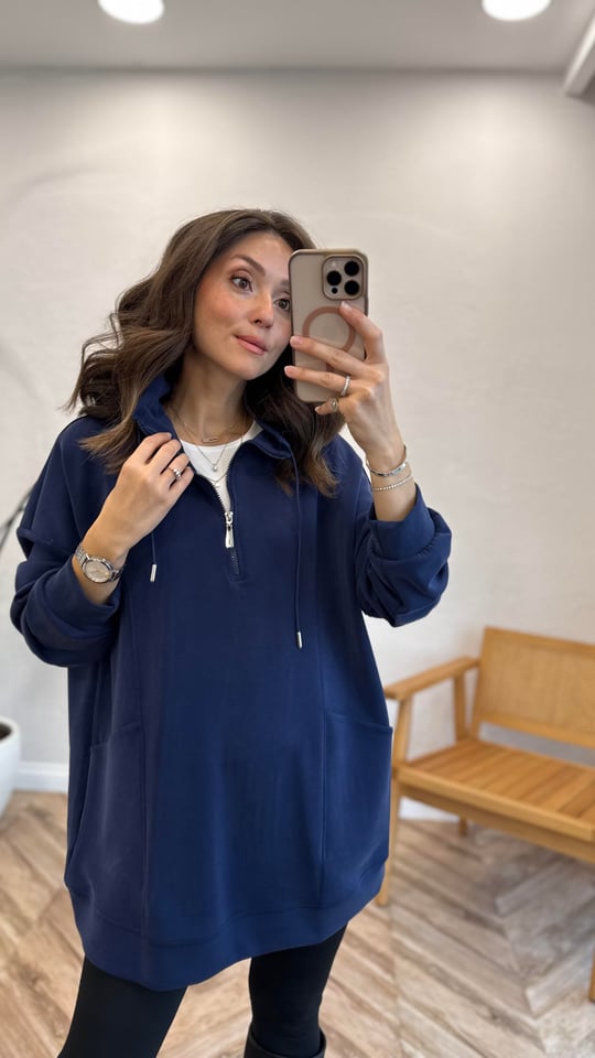 LACİVERT 5893 YÜKSEK YAKA SWEATSHİRT 