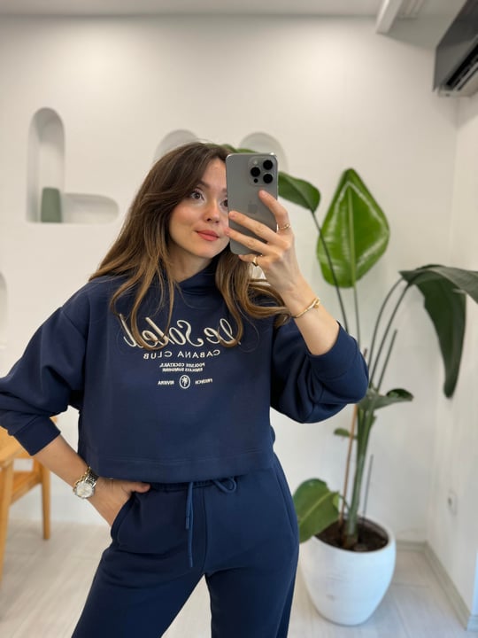 LACİVERT 6576 ÖNÜ YAZILI SWEATSHİRT