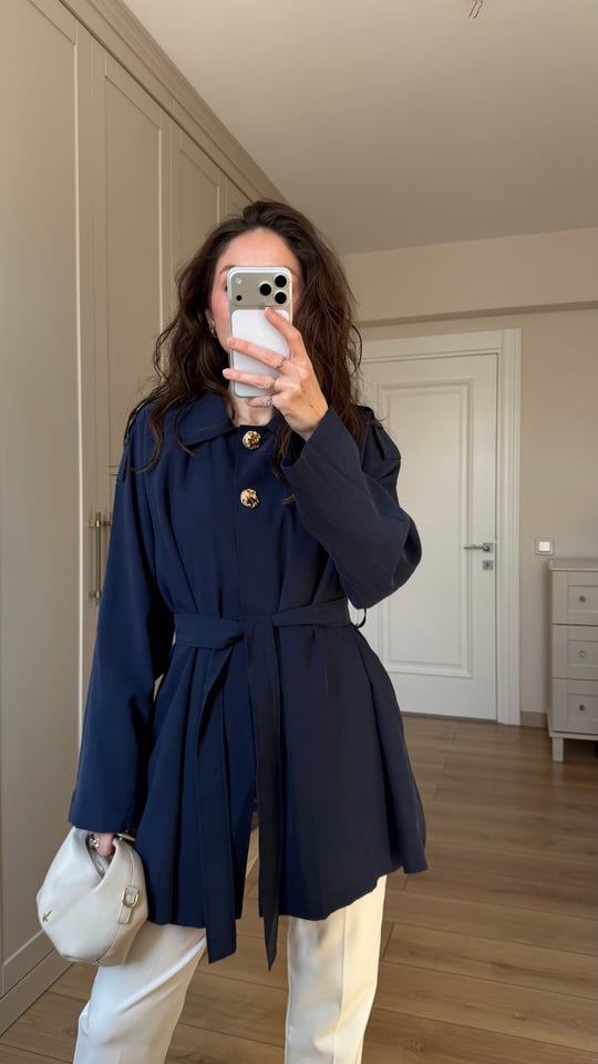 LACİVERT 6897 KUŞAKLI KAP 