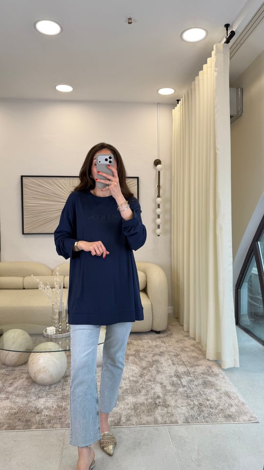LACİVERT 7523 BASKILI SWEATSHİRT 