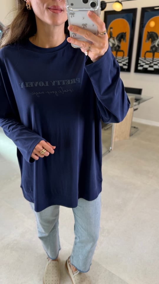 LACİVERT 7840 BASKILI TİŞÖRT 
