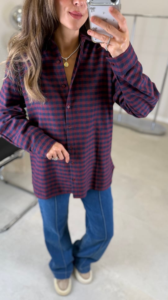 LACİVERT-BORDO 1035 ODUNCU GÖMLEK