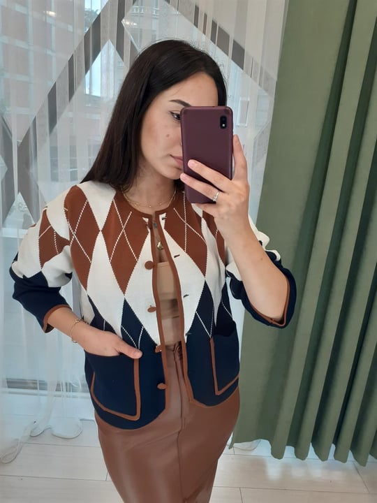 LACİVERT-KİREMİT 1019 BAKLAVA DESEN HIRKA 