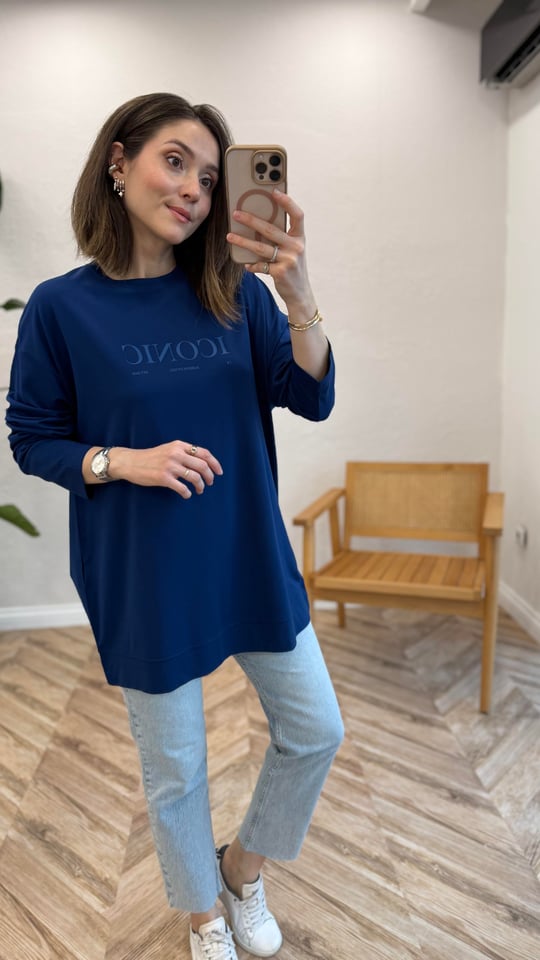 LAVCİVERT 34297 BASKILI SWEAT