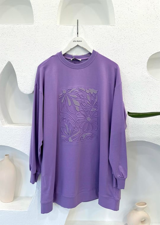 LİLA GOFRELİ SWEAT 
