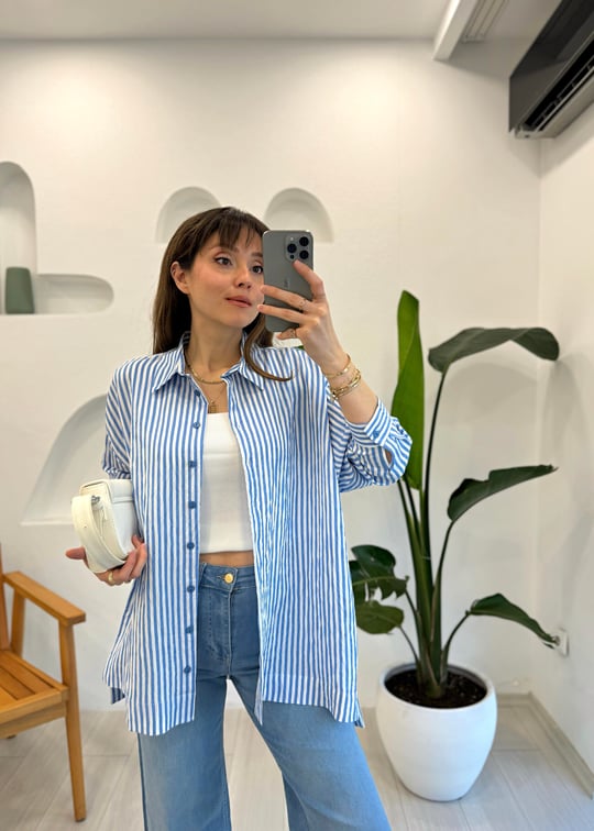 MAVİ 8977 ÇİZGİLİ GÖMLEK 